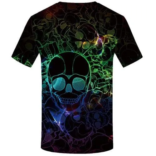 Rainbow T-shirt Men Skull T-shirts Graphic Punk Rock Tshirts Cool Skeleton T-shirts 3d Black Tshirt Anime Short Sleeve Punk Rock