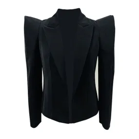 Sassy Power Shoulder Peak Lapel Long Sleeve Tailored Blazer