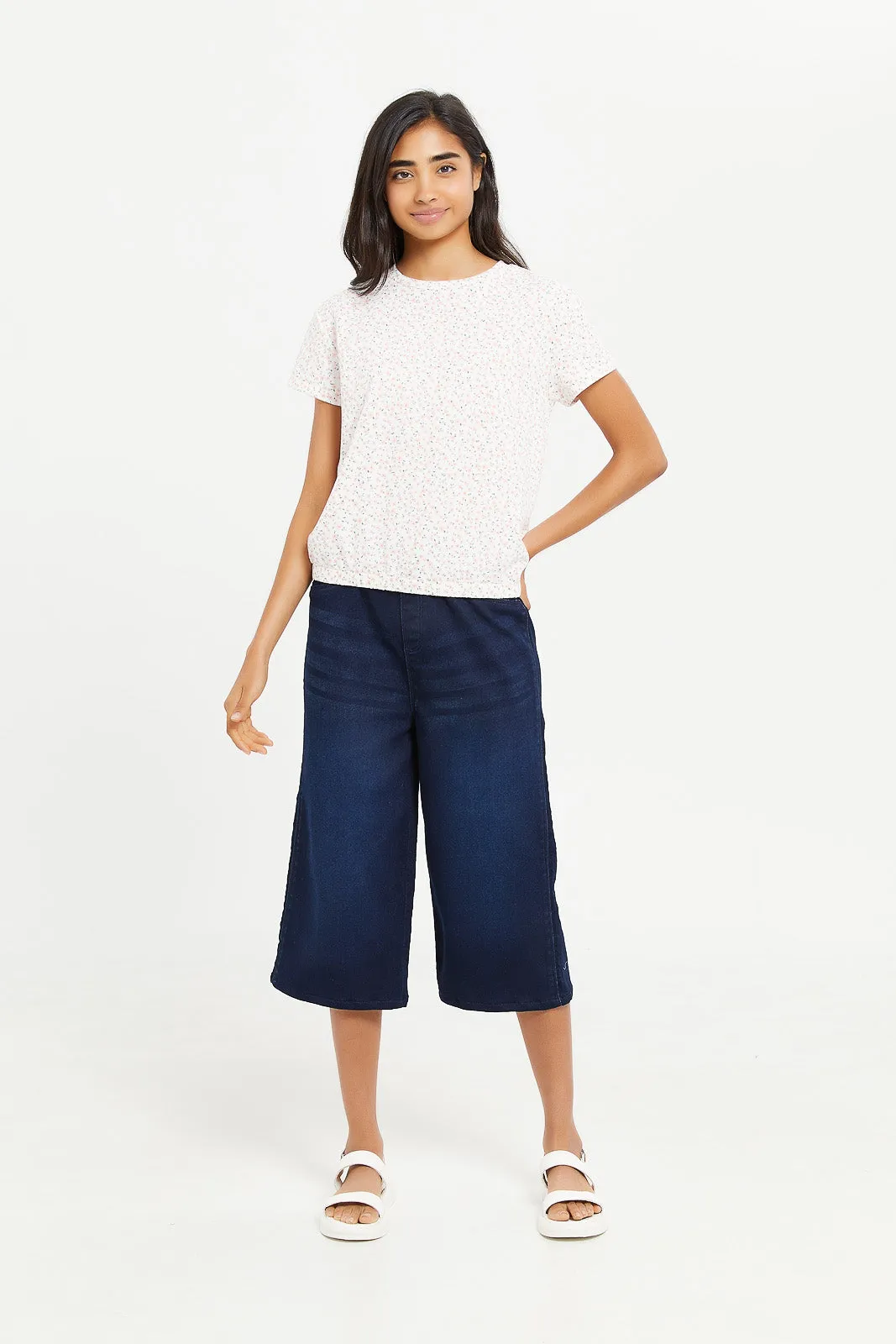 Senior Girls Girls Navy Wide Leg Knitted Culottes