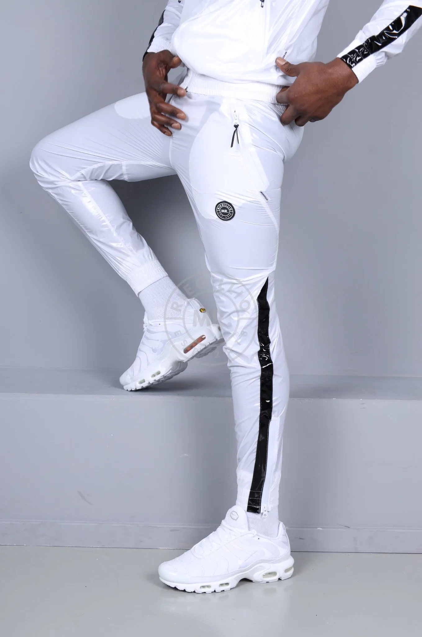 Shiny Nylon 24 Tracksuit Pants - White