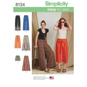 Simplicity Pattern 8134  Women's Easy-to-Sew Trousers and Shorts