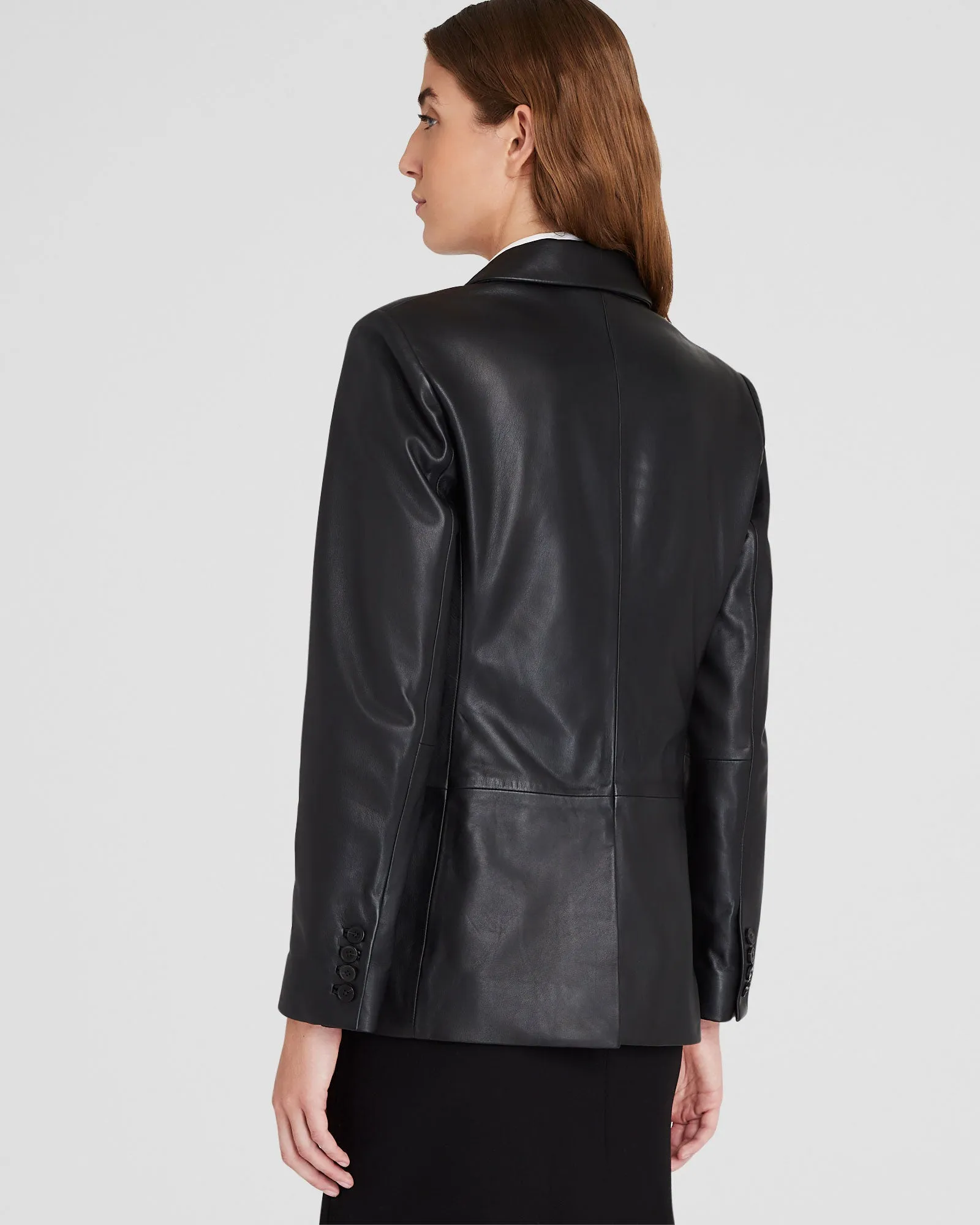 Single-Breasted Leather Blazer