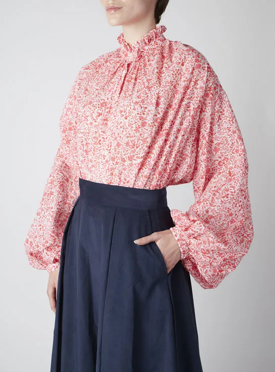 Slava Blouse - Floral Jaal - Raspberry