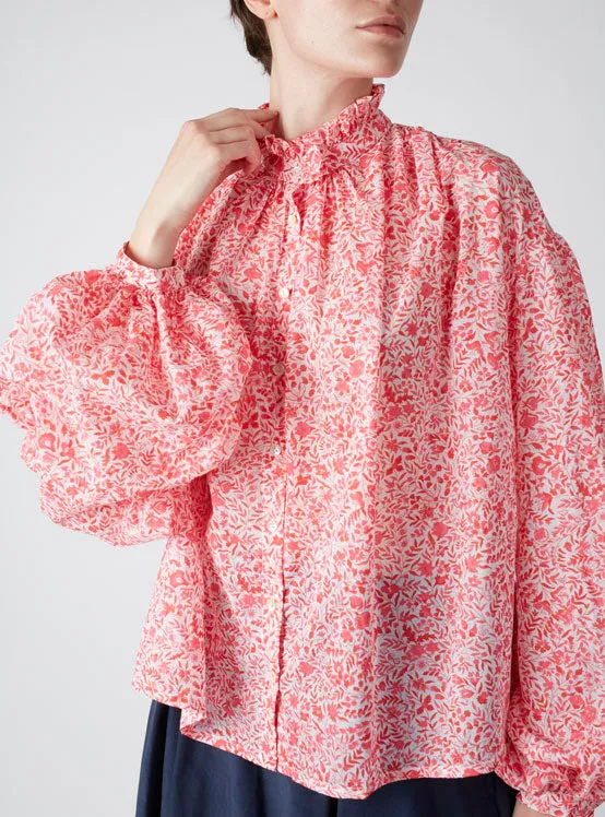 Slava Blouse - Floral Jaal - Raspberry