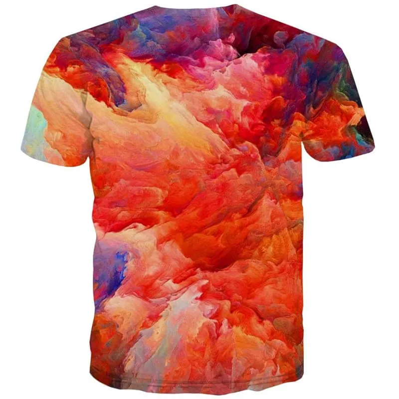 Smoke Cloud T-shirt Men Colorful Anime Clothes Painting Tshirts Casual