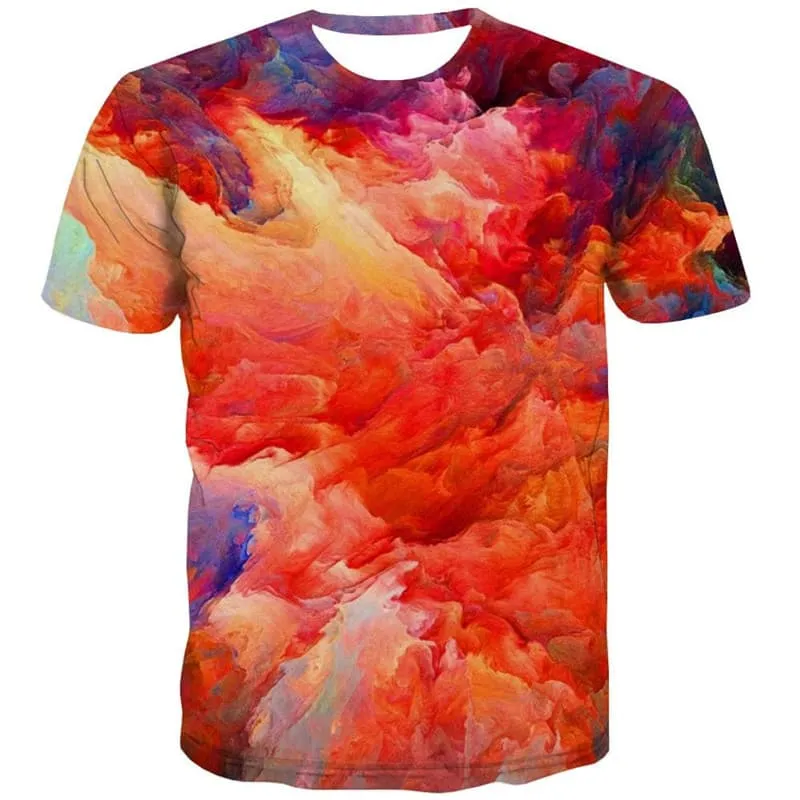 Smoke Cloud T-shirt Men Colorful Anime Clothes Painting Tshirts Casual