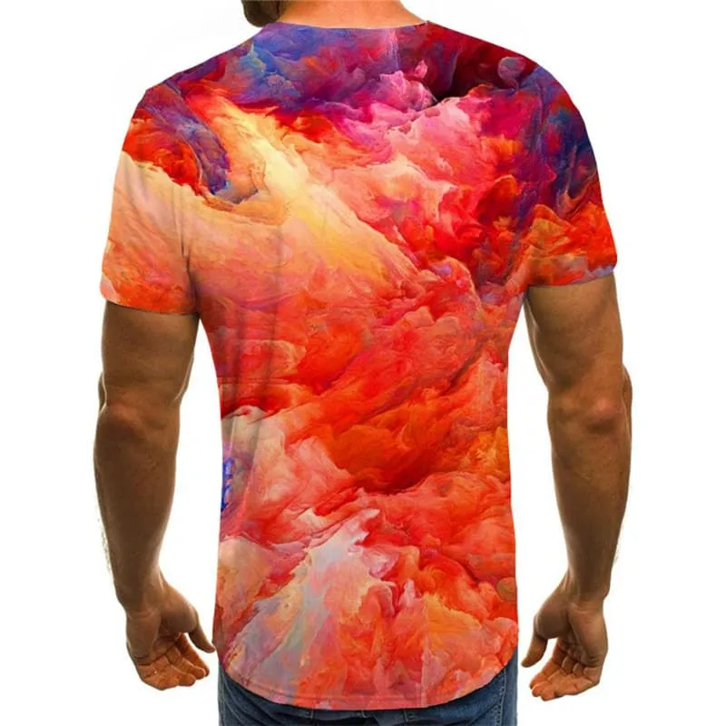 Smoke Cloud T-shirt Men Colorful Anime Clothes Painting Tshirts Casual