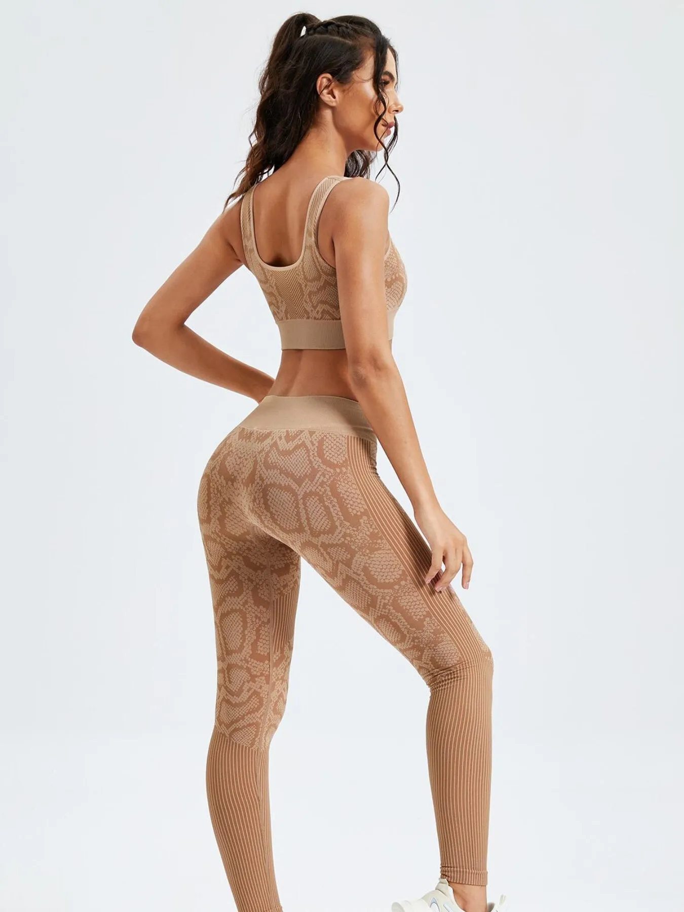 Snakeskin Print Crop Top & Leggings Active Set