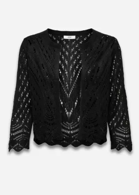 Sunni Crochet Knit Cardigan in Black