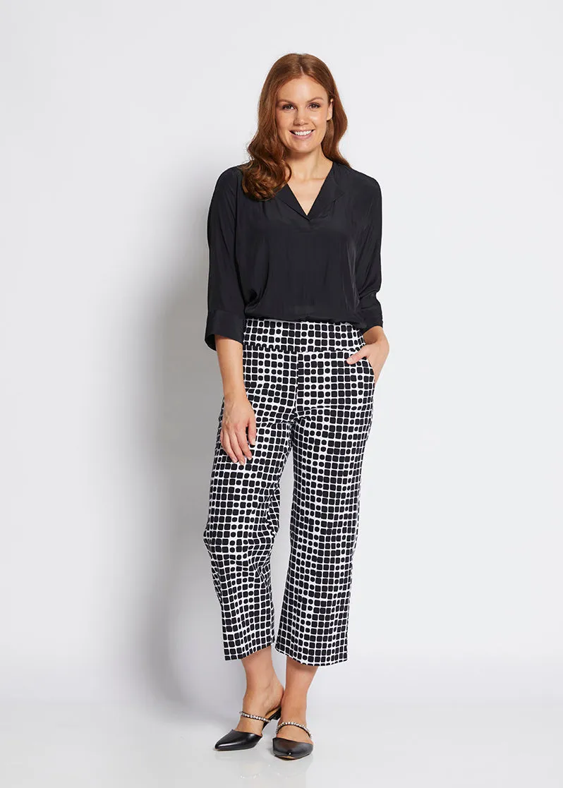 Ticket printed bengaline culottes in Stark Black print