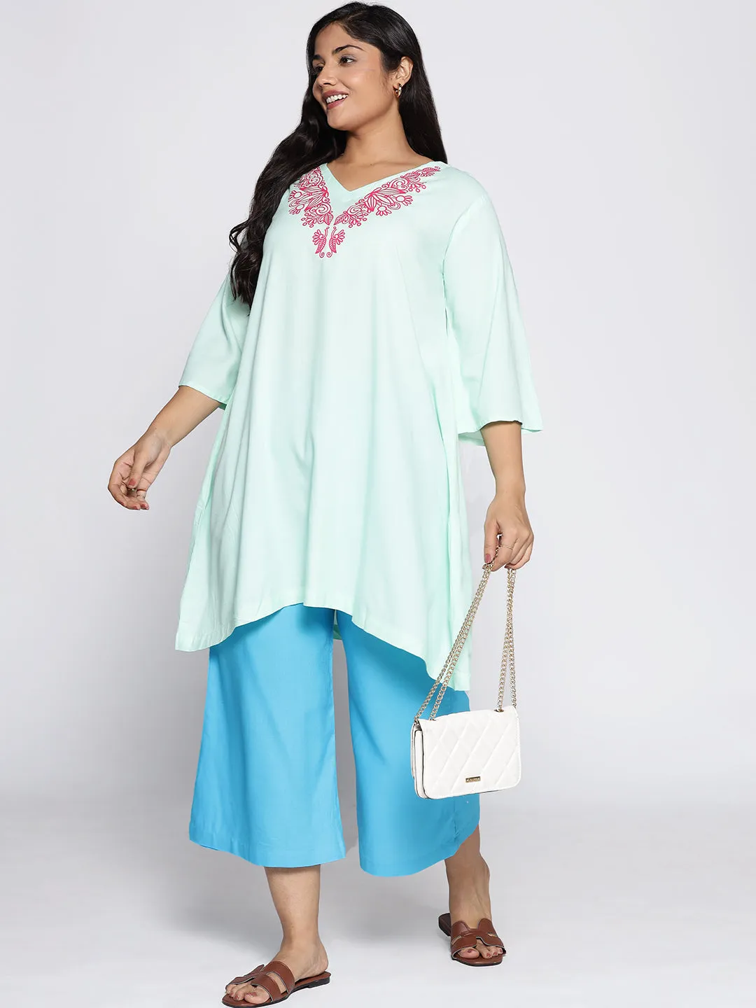 Turquoise Rayon Culottes