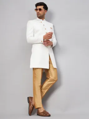 VASTRAMAY Men's White Indo Western Set