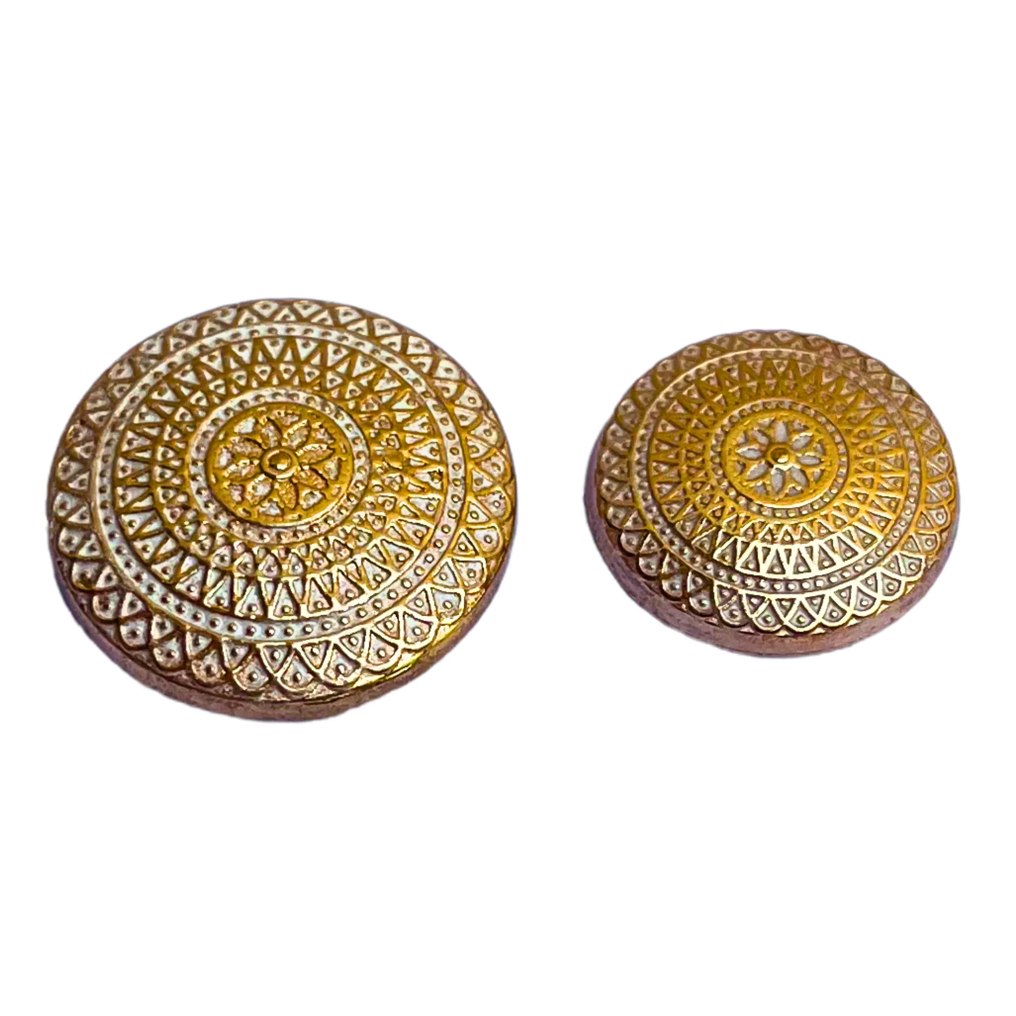 White & Golden Color Elegant Traditional Designer Round 1 Hole Metal Buttons