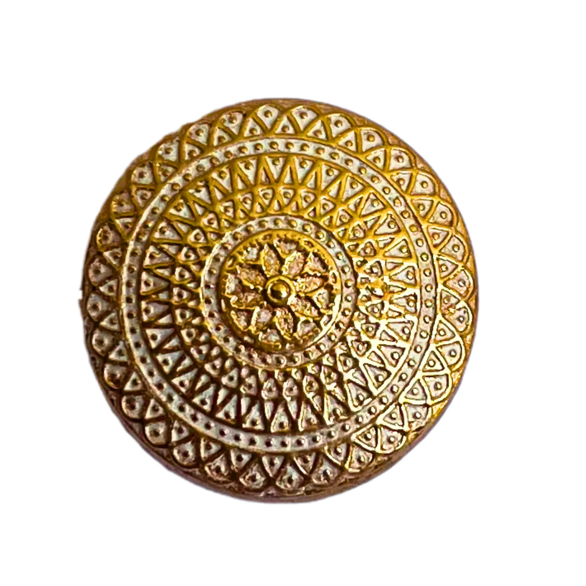 White & Golden Color Elegant Traditional Designer Round 1 Hole Metal Buttons