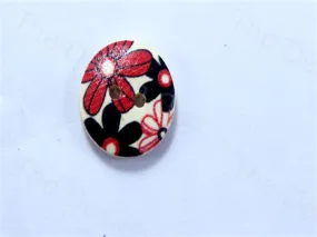 White Black Round Big Flower Design Designer Wooden Buttons