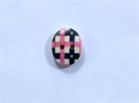 White Black Round Small Check Design Designer Wooden Buttons