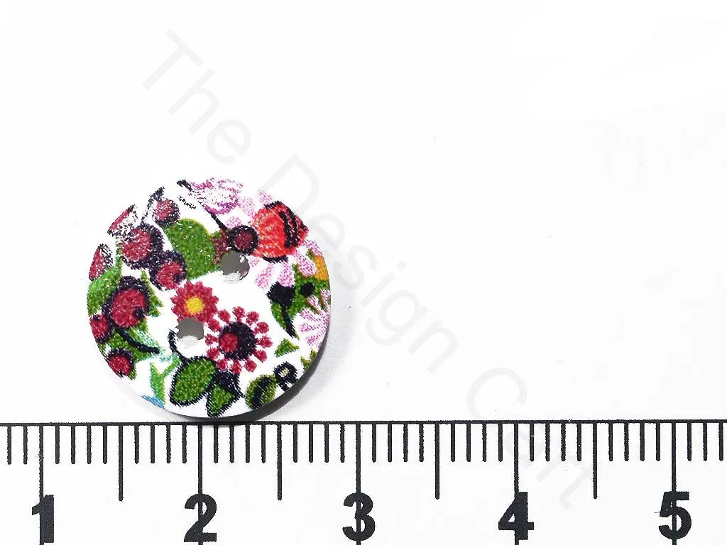 White Flower Design Wooden Buttons