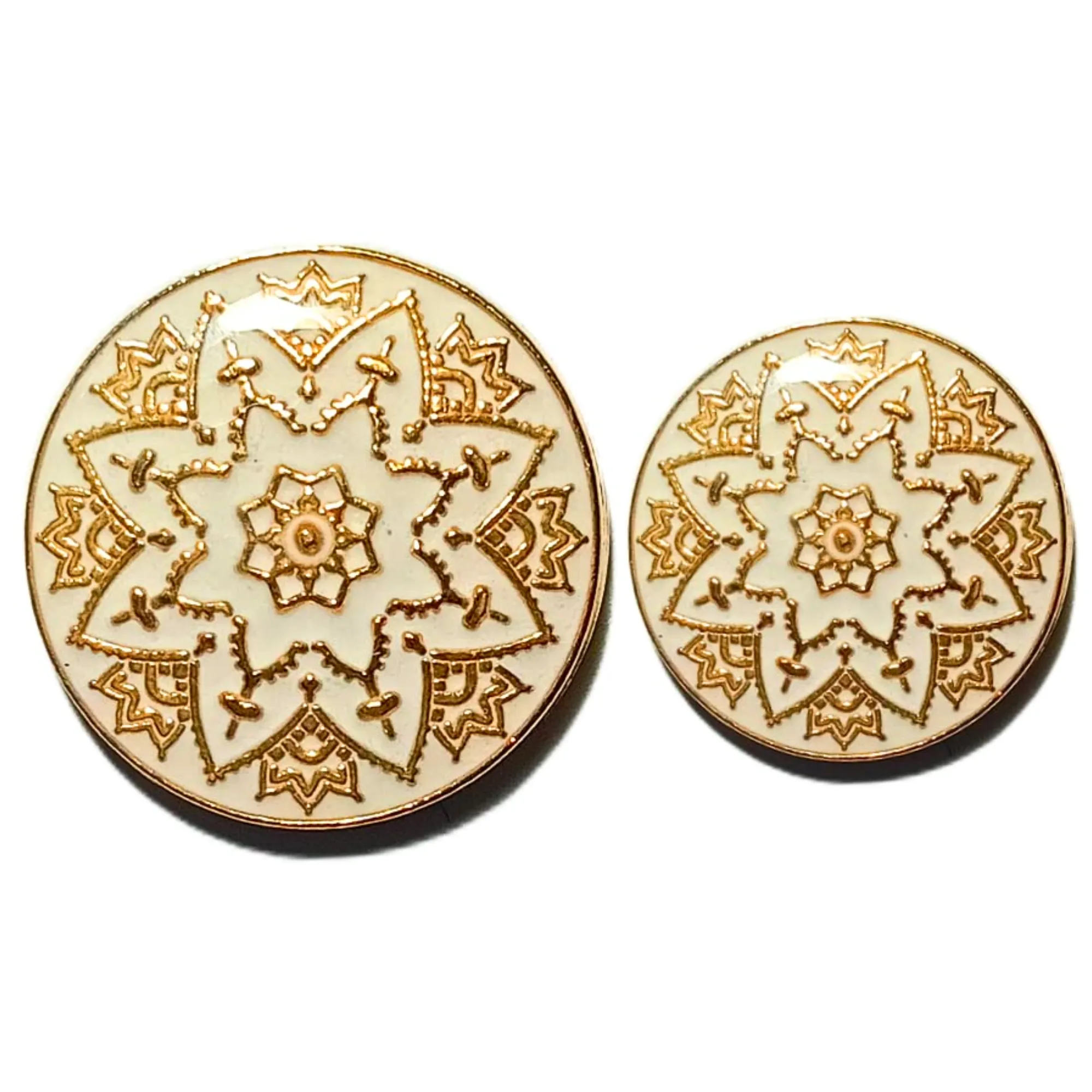 White Golden Color Meenakari Design Round 1 Hole Metal Buttons