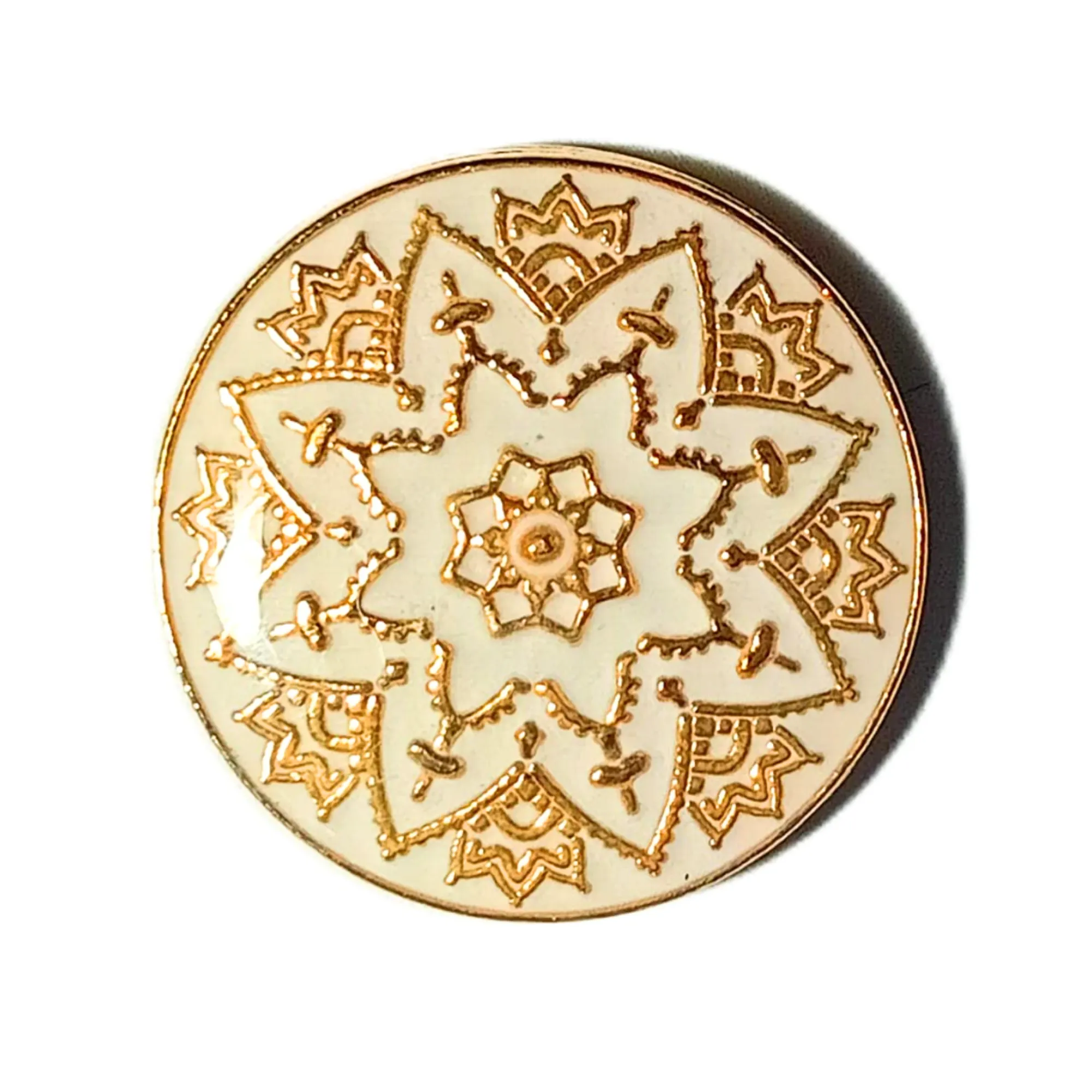 White Golden Color Meenakari Design Round 1 Hole Metal Buttons