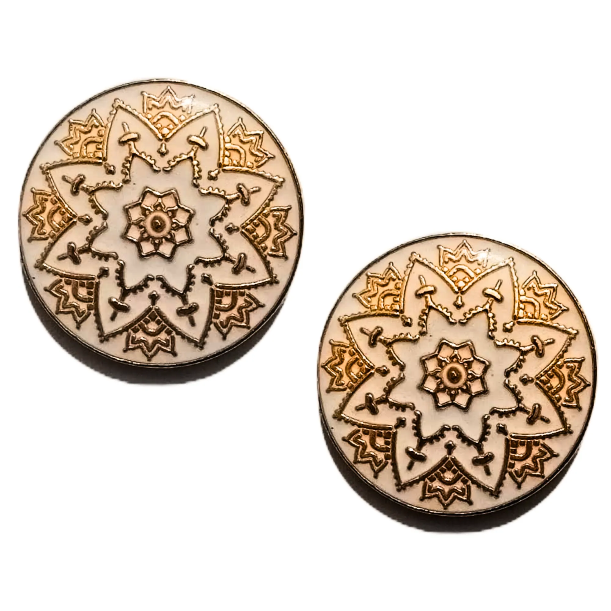 White Golden Color Meenakari Design Round 1 Hole Metal Buttons