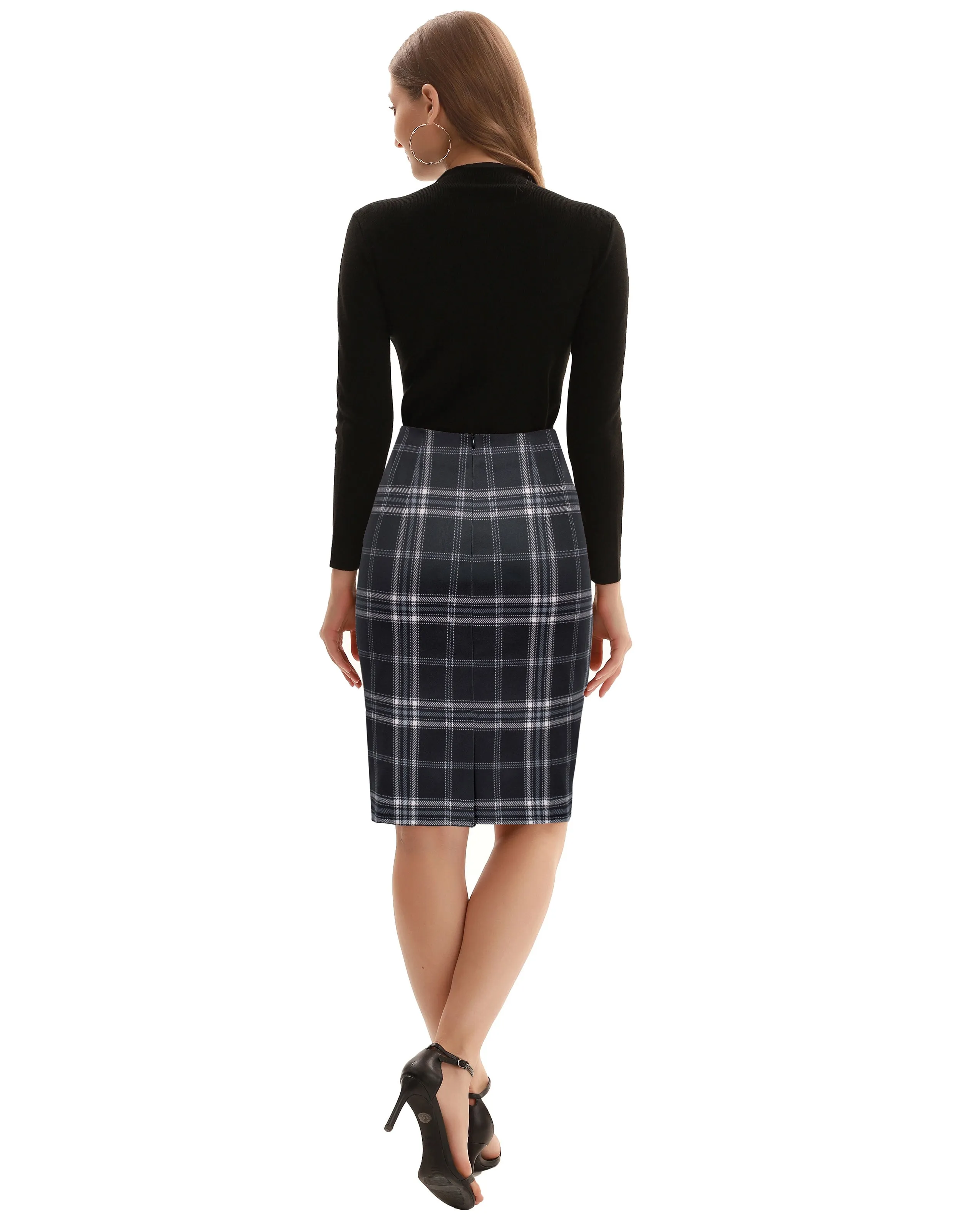 Womens Knee Length Elastic Waist Stretchy Bodycon Business Pencil Skirt