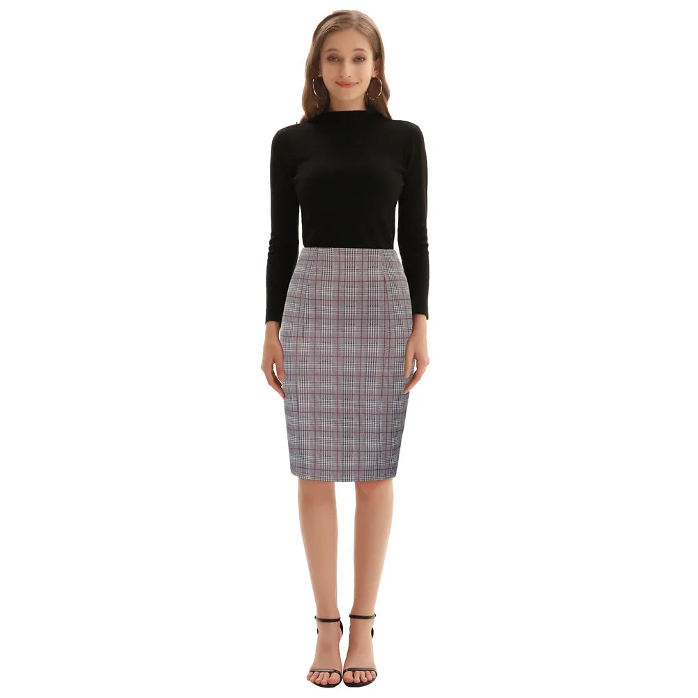 Womens Knee Length Elastic Waist Stretchy Bodycon Business Pencil Skirt