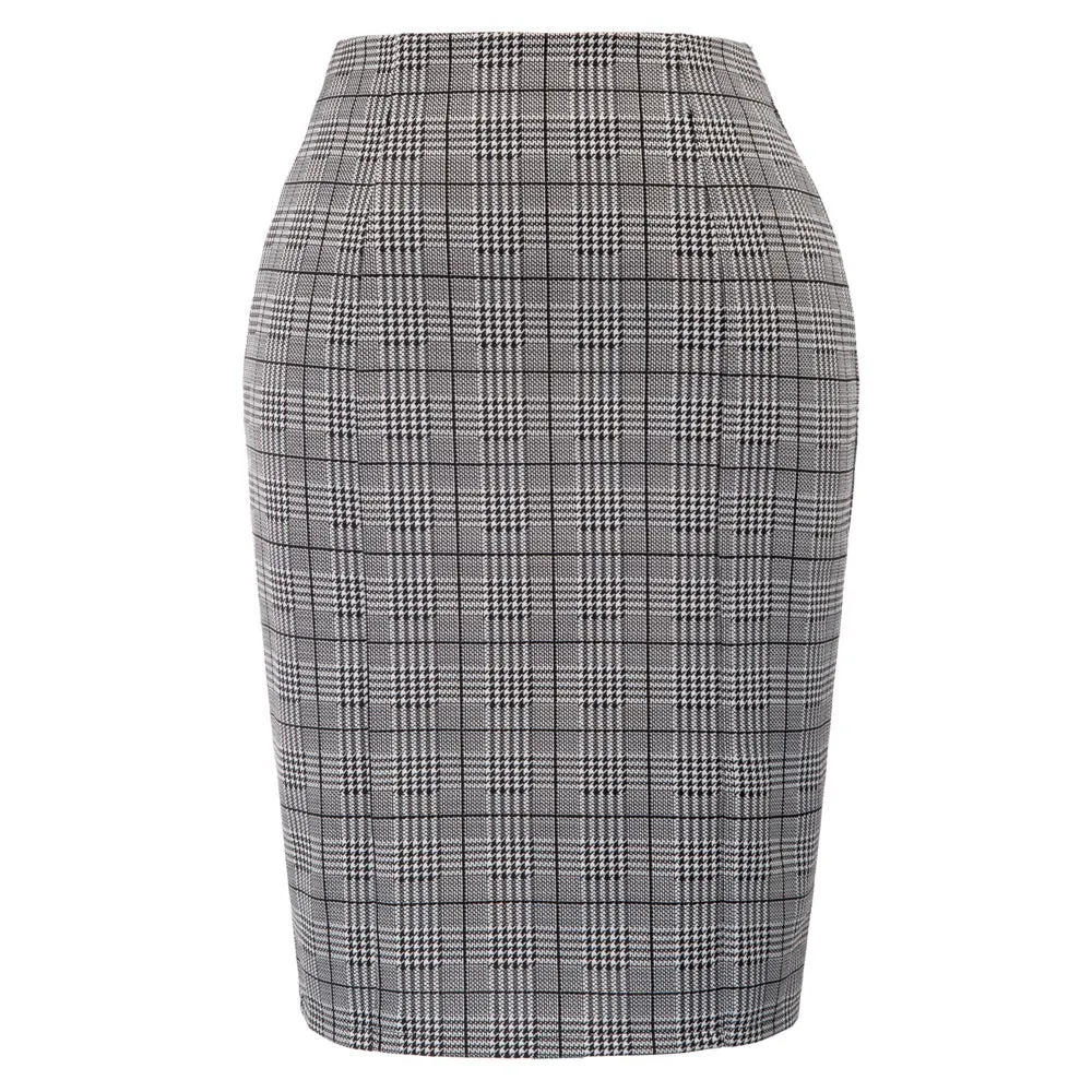 Womens Knee Length Elastic Waist Stretchy Bodycon Business Pencil Skirt