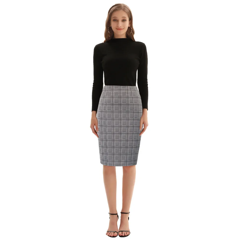 Womens Knee Length Elastic Waist Stretchy Bodycon Business Pencil Skirt