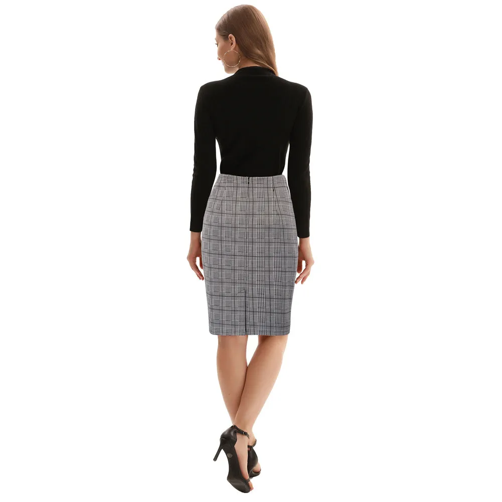 Womens Knee Length Elastic Waist Stretchy Bodycon Business Pencil Skirt