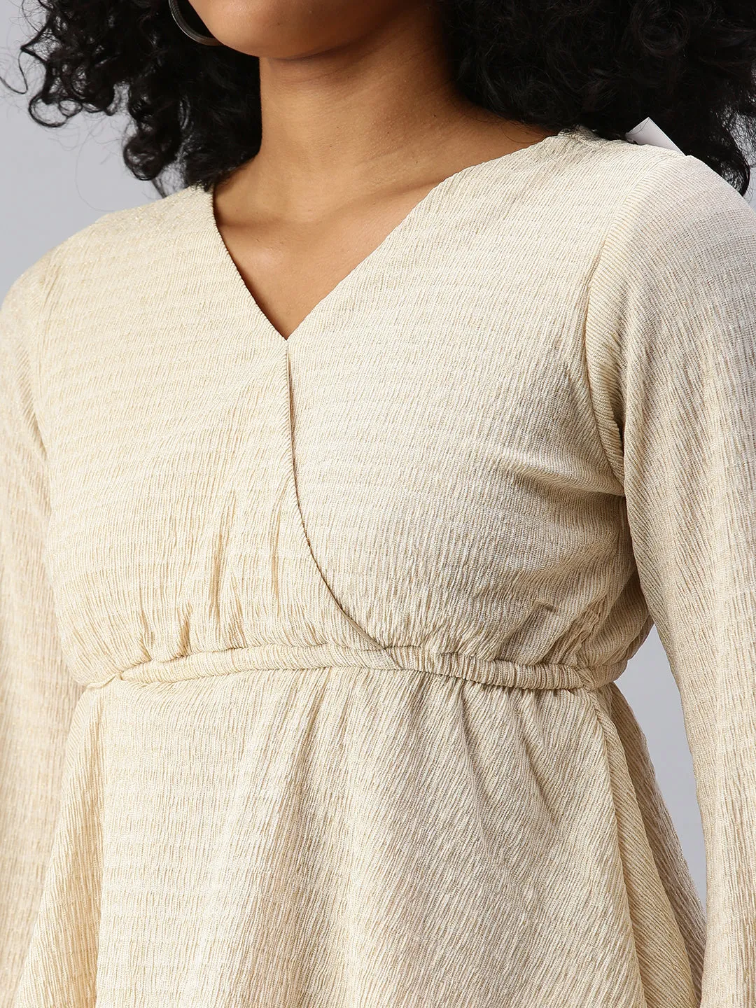 Women's Long Champagne Shimmer Top