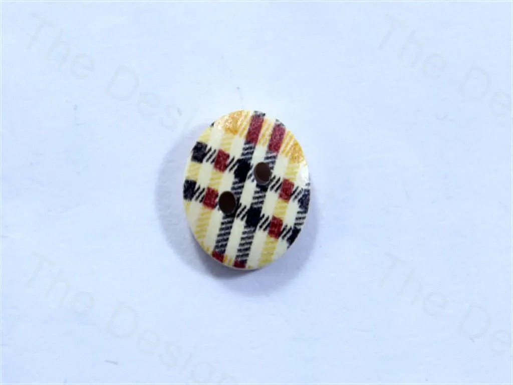 Yellow Black Round Multicheck Design Designer Wooden Buttons